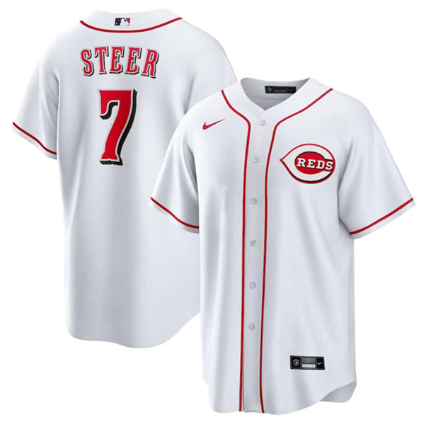 Spencer Steer Cincinnati Reds white jersey