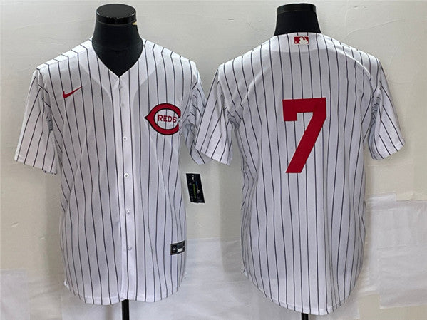 Spencer Steer Cincinnati Reds white jersey