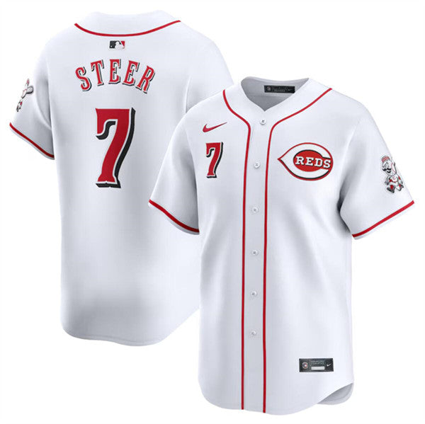 Spencer Steer Cincinnati Reds white Home jersey