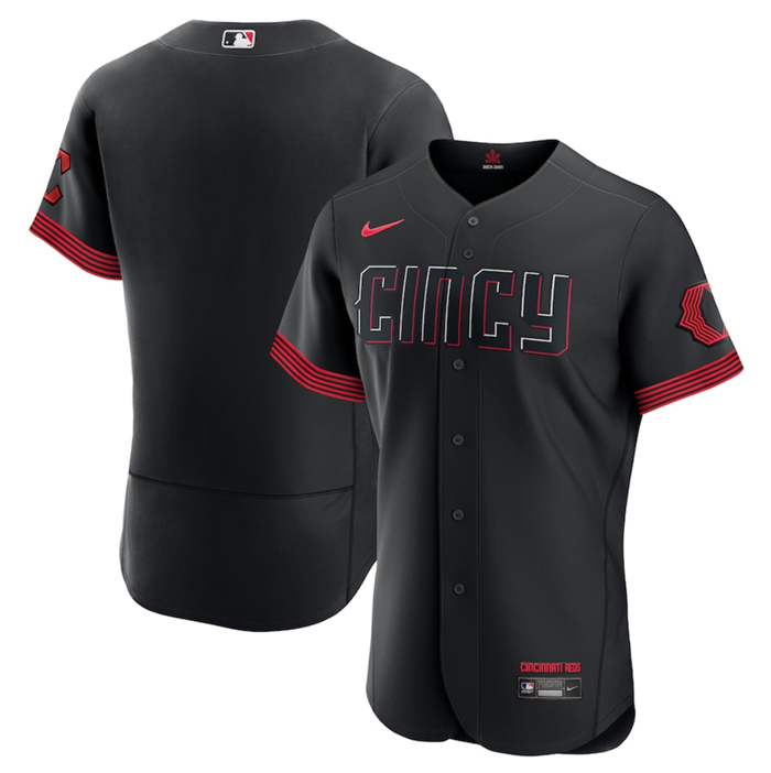 Custom Cincinnati Reds black City Connect jersey