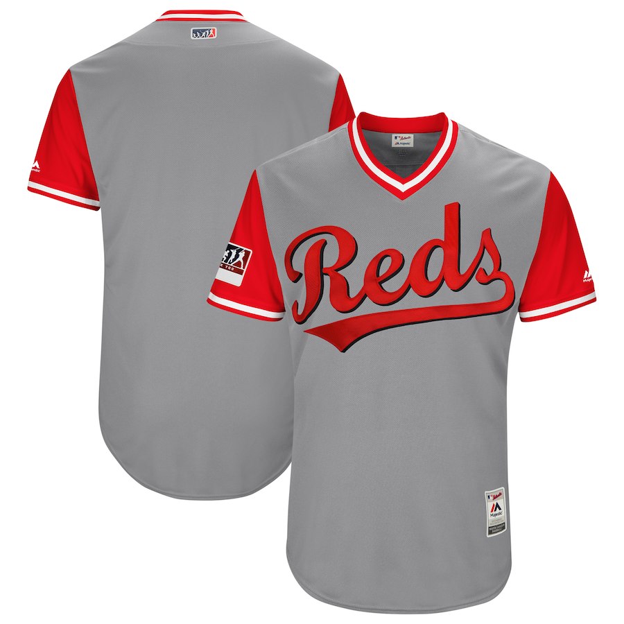 Majestic Cincinnati Reds gray-red jersey