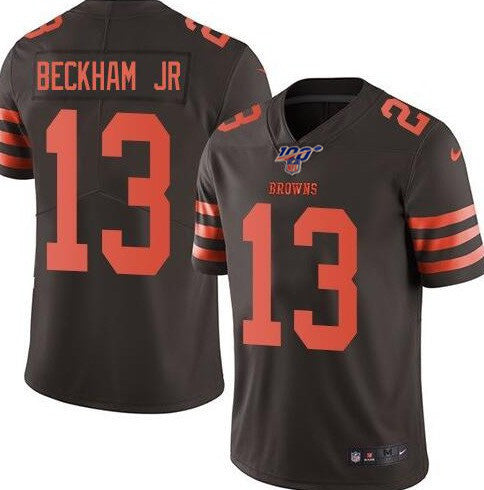 Cleveland Browns 100th #13 Odell Beckham Jr Brown Color Rush Jersey
