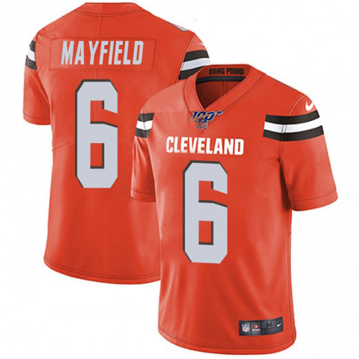 Cleveland Browns 100th #6 Baker Mayfield Orange Jersey