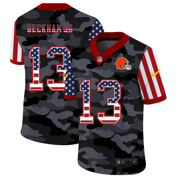 Cleveland Browns #13 Odell Beckham Jr 2020 Camo USA Flag Jersey