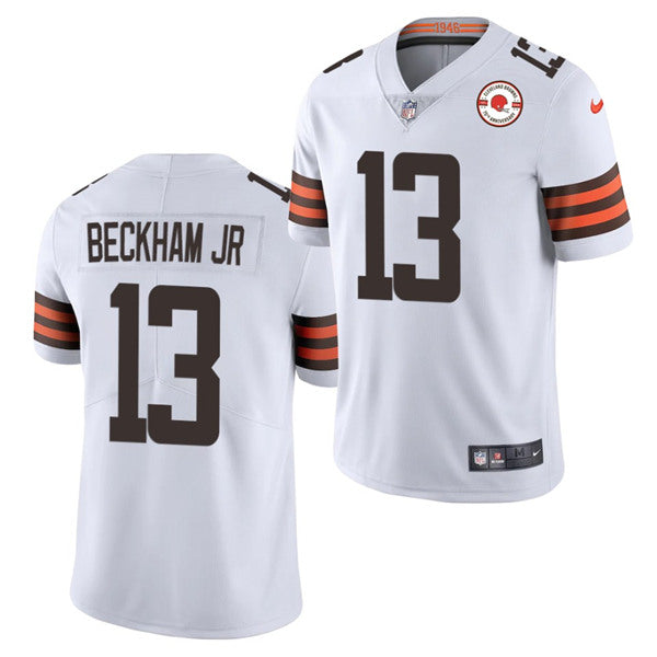 Cleveland Browns #13 Odell Beckham Jr 2021 White 75th Anniversary Patch Jersey