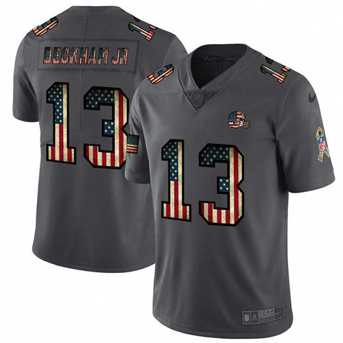 Cleveland Browns #13 Odell Beckham Jr Grey 2019 Salute To Service USA Flag Fashion Jersey