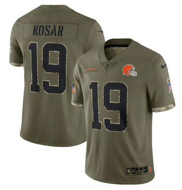 Cleveland Browns #19 Bernie Kosar 2022 Olive Salute To Service Jersey