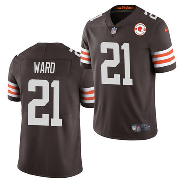 Cleveland Browns #21 Denzel Ward 2021 Brown 75th Anniversary Patch Jersey
