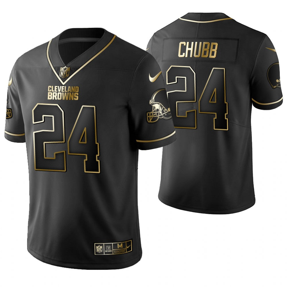 Cleveland Browns #24 Nick Chubb 2019 Black Gold Edition Jersey