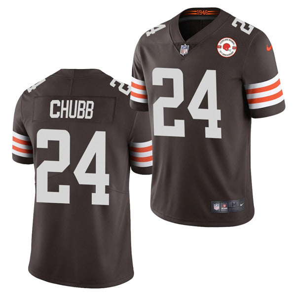 Cleveland Browns #24 Nick Chubb 2021 Brown 75th Anniversary Patch Jersey