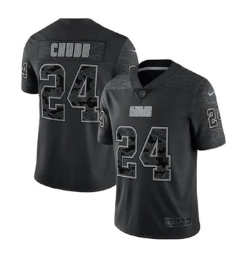 Cleveland Browns #24 Nick Chubb Black Reflective Jersey