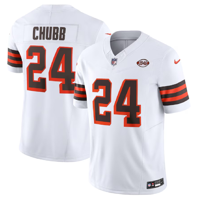 Nick Chubb Cleveland Browns white FUSE jersey