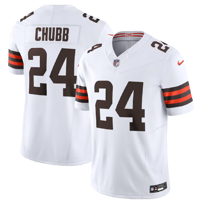 Nick Chubb Cleveland Browns white FUSE jersey