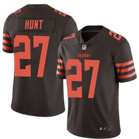 Cleveland Browns #27 Kareem Hunt Brown Color Rush Jersey