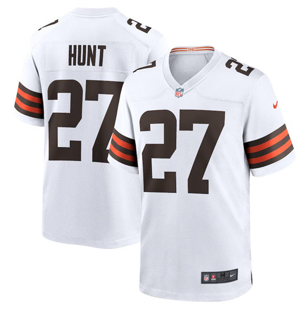 Cleveland Browns #27 Kareem Hunt White Game Jersey