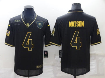 Cleveland Browns #4 Deshaun Watson Black-Gold Salute To Service Jersey