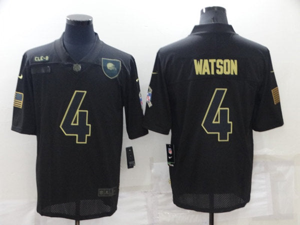 Cleveland Browns #4 Deshaun Watson Black Salute To Service Jersey