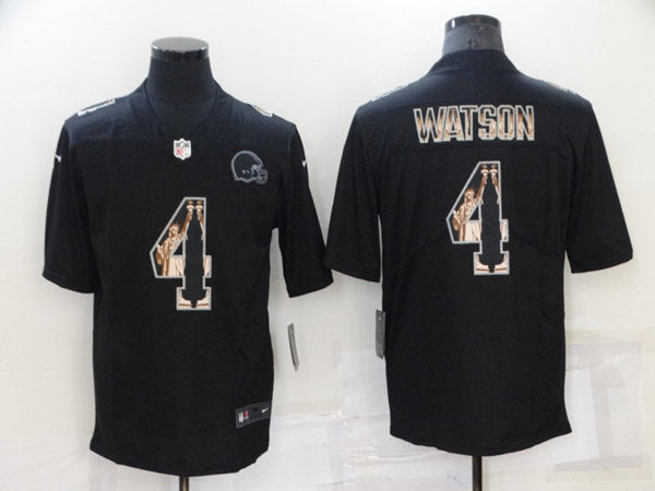 Cleveland Browns #4 Deshaun Watson Black Statue of Liberty Jersey