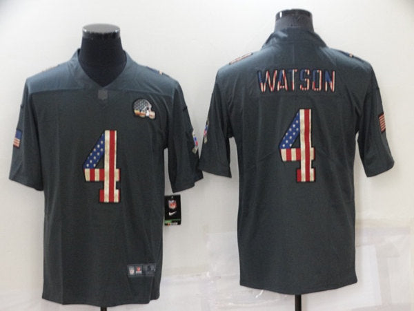 Cleveland Browns #4 Deshaun Watson Grey Salute To Service USA Flag Fashion Jersey