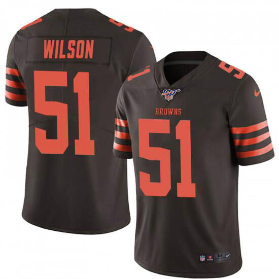 Cleveland Browns #51 Mack Wilson Brown 2019 100th Season Color Rush Jersey