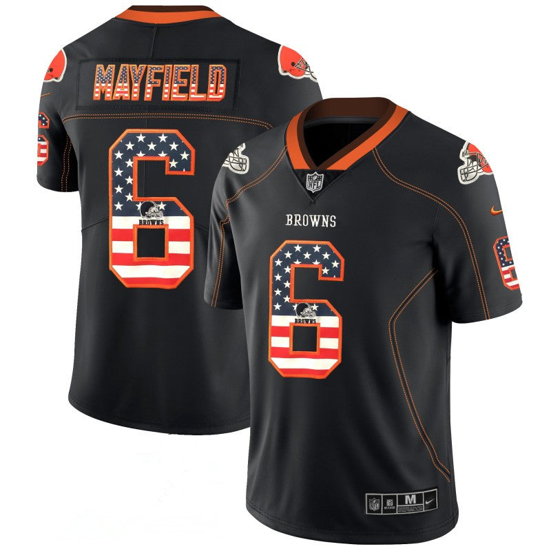 Cleveland Browns #6 Baker Mayfield 2018 Black USA Flag Fashion Jersey