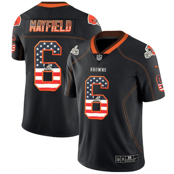 Cleveland Browns #6 Baker Mayfield 2018 Black USA Flag Fashion Jersey