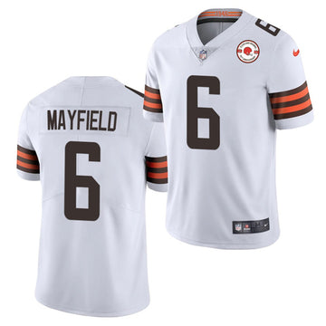 Cleveland Browns #6 Baker Mayfield 2021 White 75th Anniversary Patch Jersey