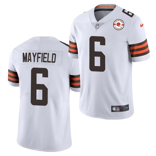 Cleveland Browns #6 Baker Mayfield 2021 White 75th Anniversary Patch Jersey