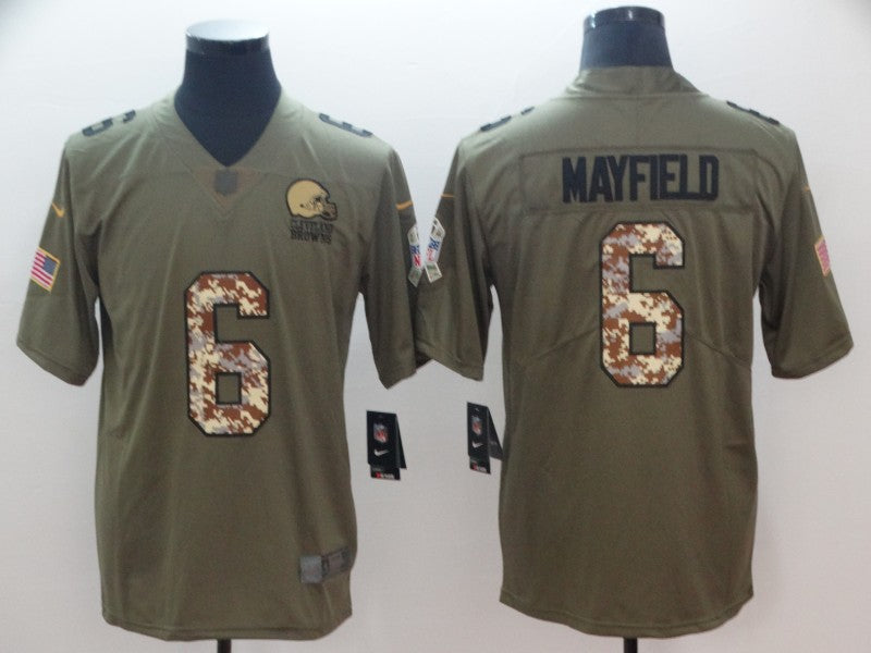 Cleveland Browns #6 Baker Mayfield Green Salute To Service Jersey