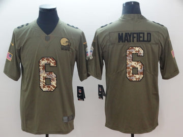 Cleveland Browns #6 Baker Mayfield Green Salute To Service Jersey