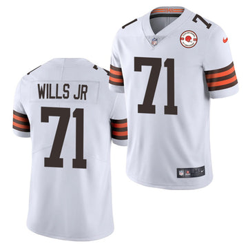 Cleveland Browns #71 Jedrick Wills Jr 2021 White 75th Anniversary Patch Jersey
