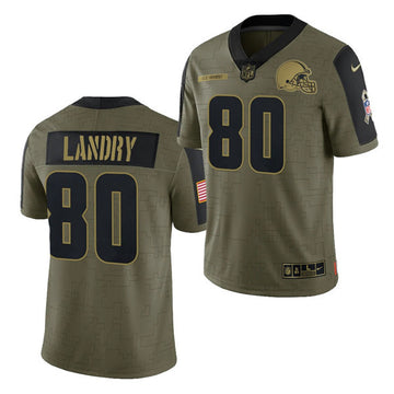 Cleveland Browns #80 Jarvis Landry 2021 Olive Salute To Service Jersey