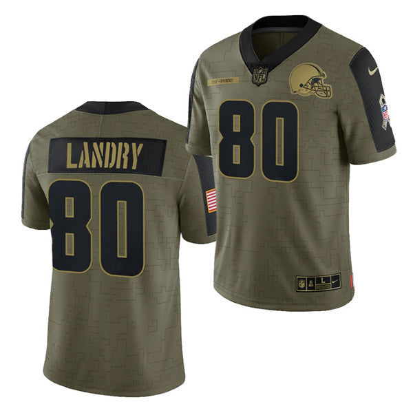 Cleveland Browns #80 Jarvis Landry 2021 Olive Salute To Service Jersey