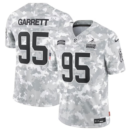 Cleveland Browns #95 Myles Garrett Arctic Camo 2024 FUSE Salute to Service Jersey
