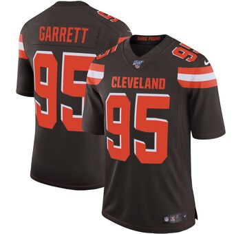 Cleveland Browns #95 Myles Garrett Brown 2019 100th Season Jersey