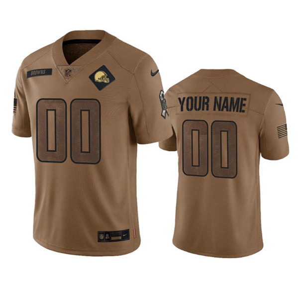 Custom Cleveland Browns brown Salute To Service jersey