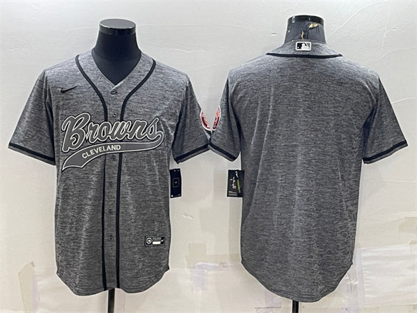 Cleveland Browns Blank Gray With Patch Baseball Jersey