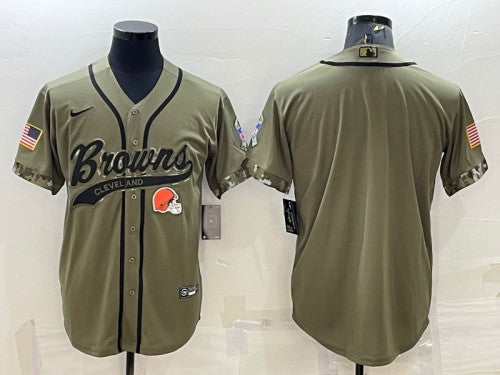 Cleveland Browns Blank Olive 2022 Salute To Service Baseball Jersey
