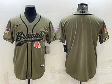 Cleveland Browns Blank Olive 2022 Salute To Service Baseball Jersey