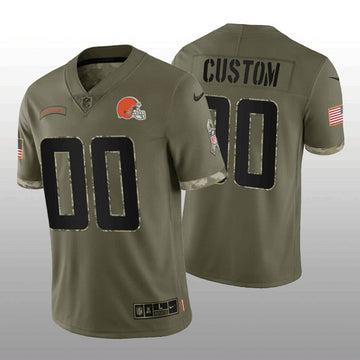 Cleveland Browns Customized 2022 Olive Salute To Service Jersey