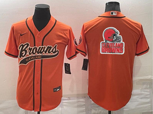 Cleveland Browns Orange Team Big Logo With Patch Baseball Jersey