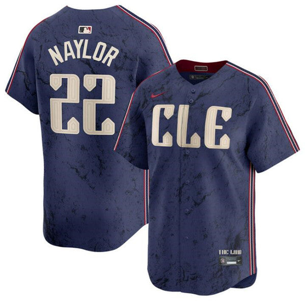 Josh Naylor Cleveland Guardians navy City Connect jersey