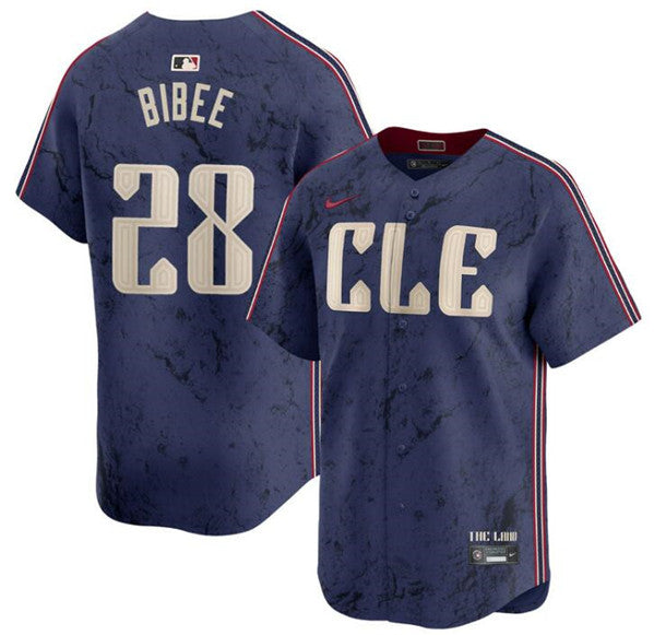 Tanner Bibee Cleveland Guardians navy City Connect jersey