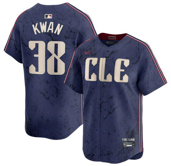 Steven Kwan Cleveland Guardians navy City Connect jersey