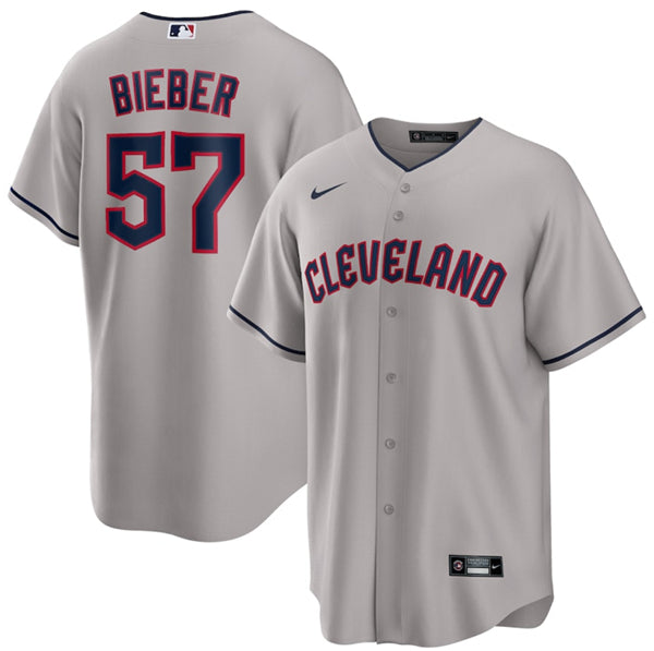 Shane Bieber Cleveland Guardians gray jersey