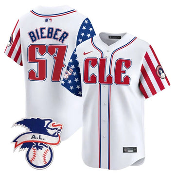 Shane Bieber Cleveland Guardians white jersey