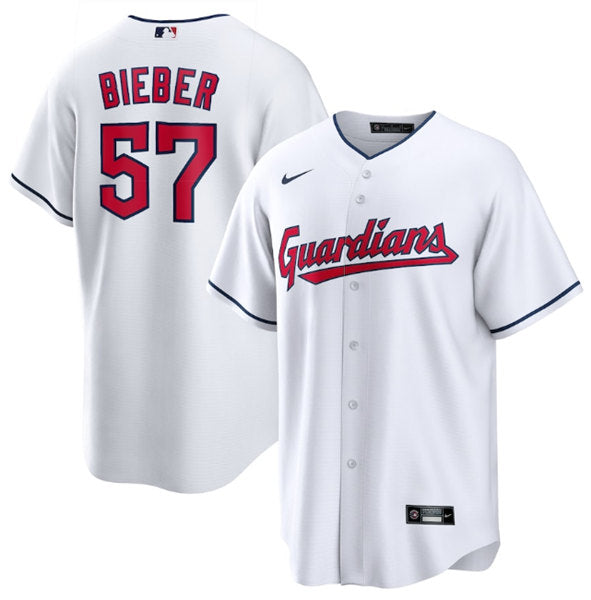Shane Bieber Cleveland Guardians white jersey