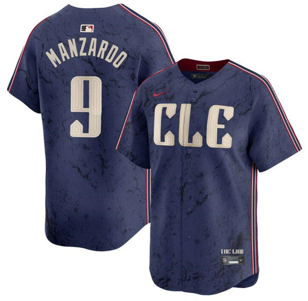 Kyle Manzardo Cleveland Guardians navy City Connect jersey