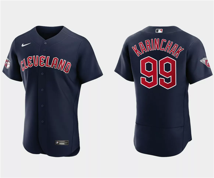 James Karinchak Cleveland Guardians navy jersey