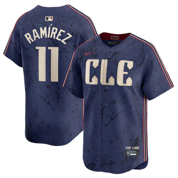 Custom Cleveland Guardians navy City Connect jersey